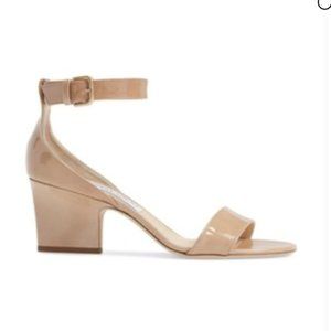 Jimmy Choo, Beige Patent Leather Edina Ankle Strap Sandal, 37